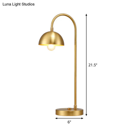 Modern Gold Metal Dome Nightstand Lamp For Bedroom - 1-Head Table Light