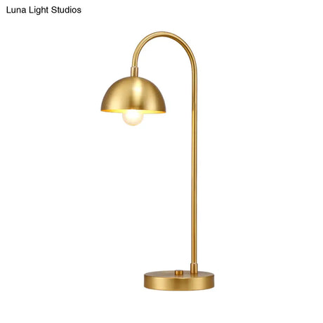 Modern Gold Metal Dome Nightstand Lamp For Bedroom - 1-Head Table Light