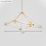 Modern Gold Metal Led Chandelier With Diamond-Frame Ceiling Light