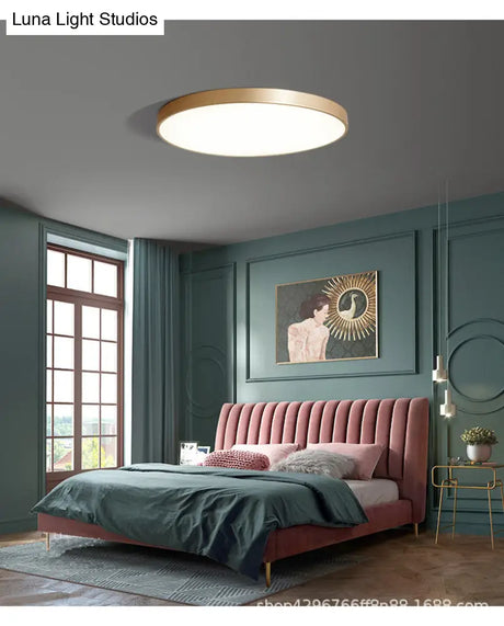 Modern Gold Metal Led Flush Mount Ceiling Lamp For Bedroom Lighting
