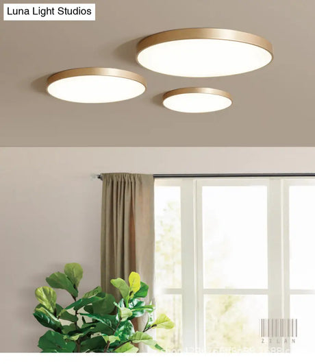 Modern Gold Metal Led Flush Mount Ceiling Lamp For Bedroom Lighting