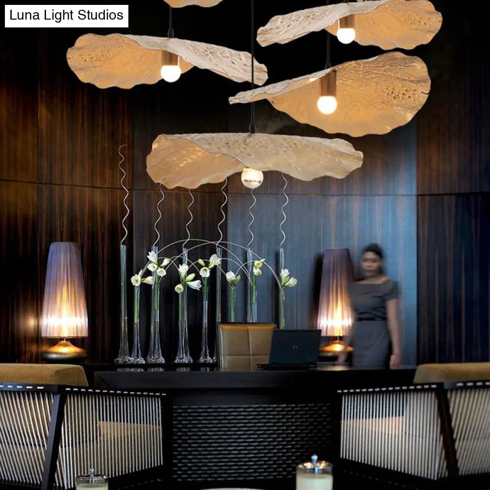 Modern Gold Metal Lotus Leaf Pendant Light For Kitchen And Study Room / 19.5’