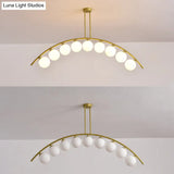 Modern Gold Metal Pendant Lighting With Glass Spherical Shade - Ideal For Dining Table Or Island