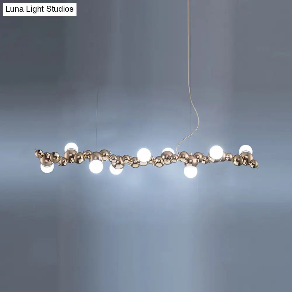 Modern Gold Metal Pendant Lighting With Glass Spherical Shade - Ideal For Dining Table Or Island