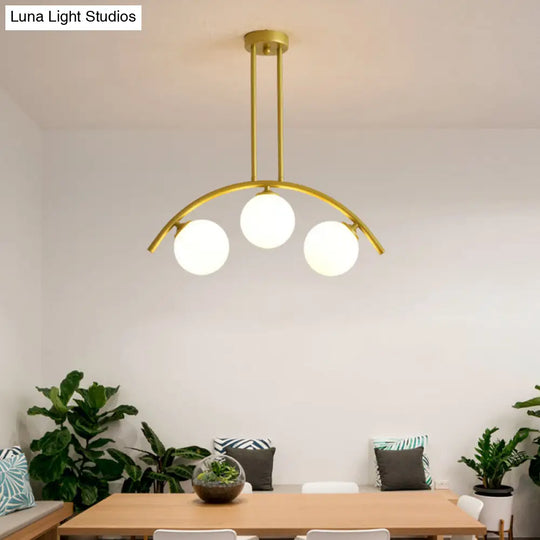 Modern Gold Metal Pendant Lighting With Glass Spherical Shade - Ideal For Dining Table Or Island