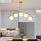 Modern Gold Metal Pendant Lighting With Glass Spherical Shade - Ideal For Dining Table Or Island