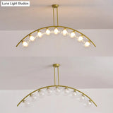 Modern Gold Metal Pendant Lighting With Glass Spherical Shade - Ideal For Dining Table Or Island