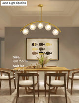Modern Gold Metal Pendant Lighting With Glass Spherical Shade - Ideal For Dining Table Or Island