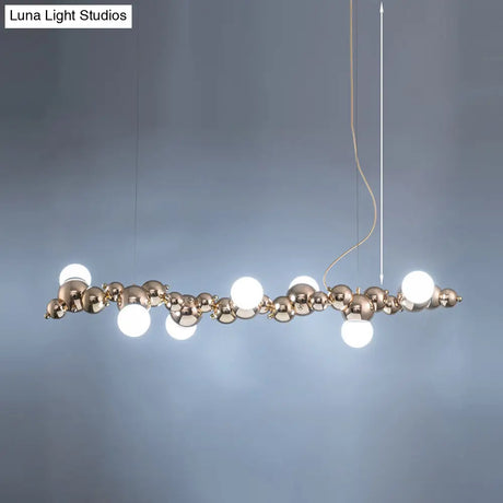 Modern Gold Metal Pendant Lighting With Glass Spherical Shade - Ideal For Dining Table Or Island