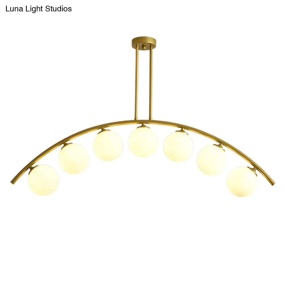 Modern Gold Metal Pendant Lighting With Glass Spherical Shade - Ideal For Dining Table Or Island