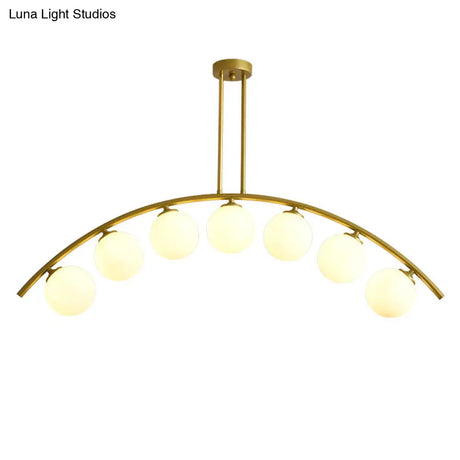 Modern Gold Metal Pendant Lighting With Glass Spherical Shade - Ideal For Dining Table Or Island
