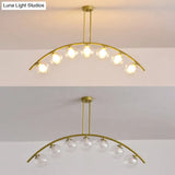 Modern Gold Metal Pendant Lighting With Glass Spherical Shade - Ideal For Dining Table Or Island
