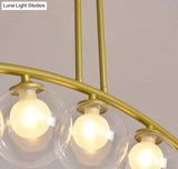Modern Gold Metal Pendant Lighting With Glass Spherical Shade - Ideal For Dining Table Or Island