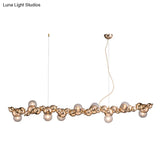 Modern Gold Metal Pendant Lighting With Glass Spherical Shade - Ideal For Dining Table Or Island