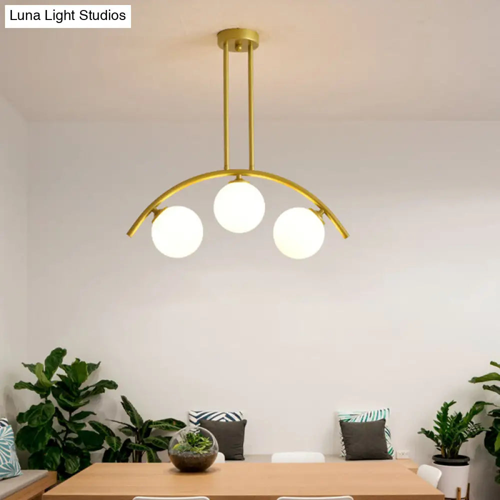 Modern Gold Metal Pendant Lighting With Glass Spherical Shade - Ideal For Dining Table Or Island