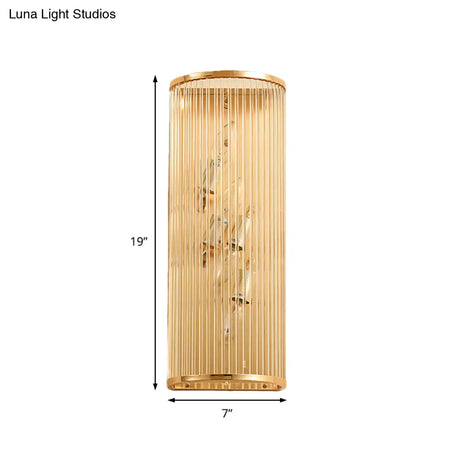 Modern Gold Metal Wall Sconce With Crystalline Multi Light For Bedroom