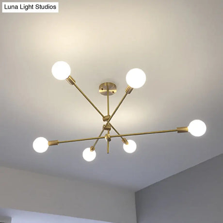 Modern Gold Molecular Chandelier 6-Light Sphere Glass Pendant Light For Living Room