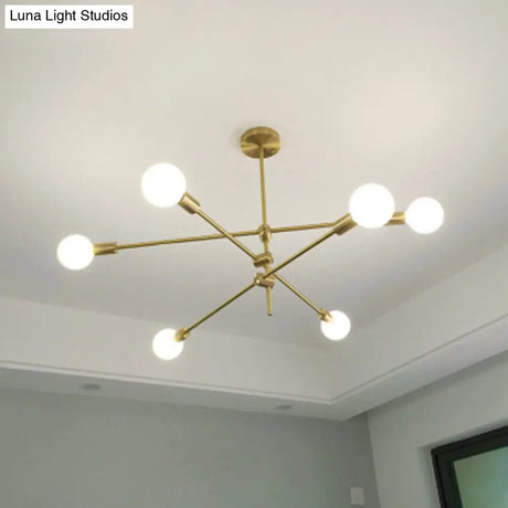Modern Gold Molecular Chandelier 6-Light Sphere Glass Pendant Light For Living Room