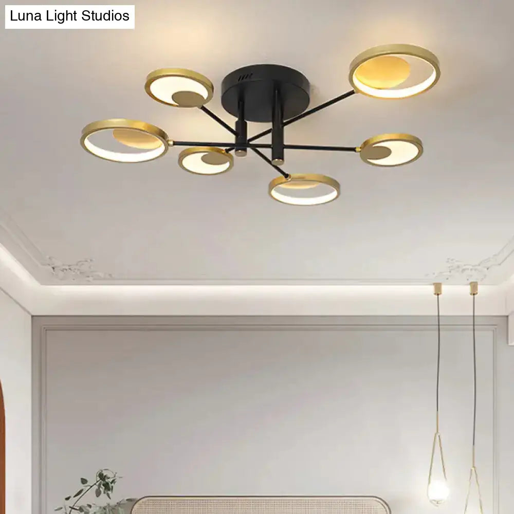 Modern Gold Molecule Ceiling Mount Chandelier With 4/6/8 Heads In Warm/White Light 6 / Warm