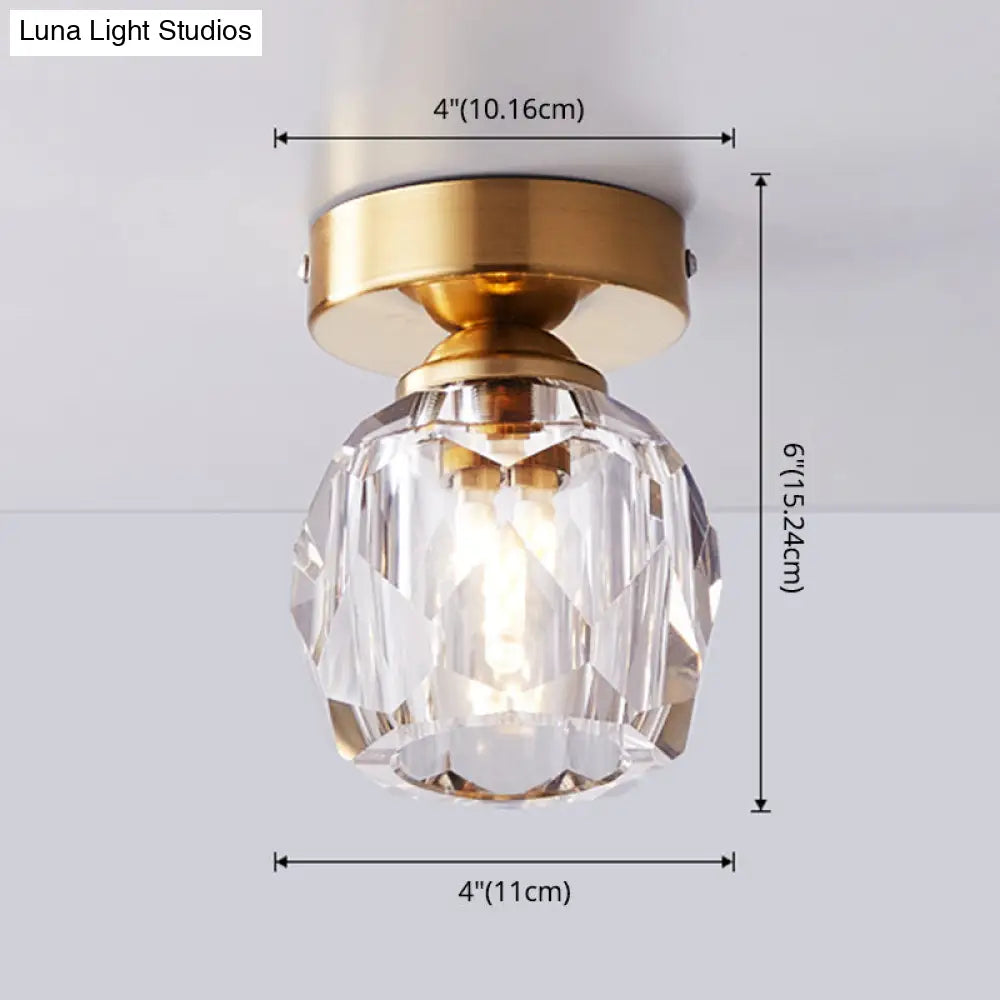 Modern Gold Pineapple Crystal Flush Mount Ceiling Light - Stylish Flushmount Lighting