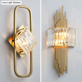 Modern Gold Quad Crystal Wall Sconce Light For Stairs