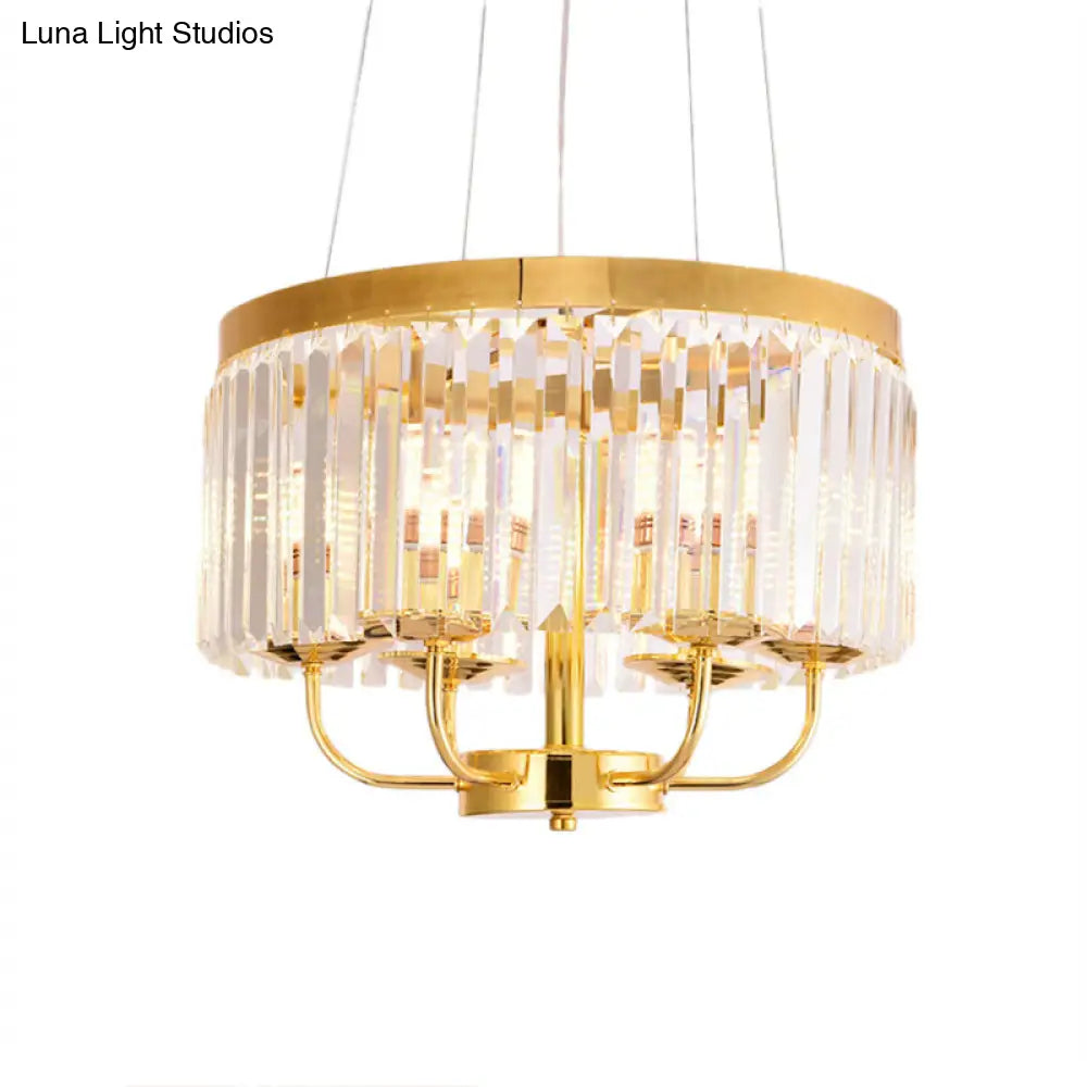 Modern Gold Chandelier Light With Crystal Ceiling Rectangular-Cut 6/8/12 Lights - 18/31.5 Wide