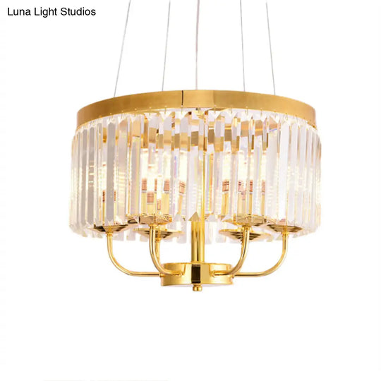 Modern Gold Chandelier Light With Crystal Ceiling Rectangular-Cut 6/8/12 Lights - 18/31.5 Wide