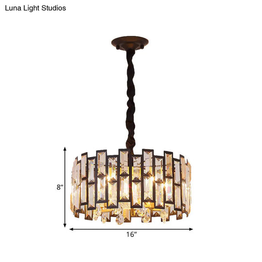 Crystal-Encrusted Modern Gold Chandelier For Bedroom - 6/5 Lights 19.5/16 Wide