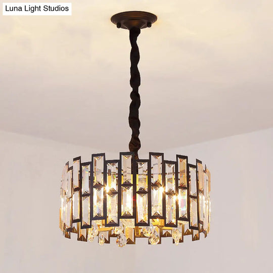 Crystal-Encrusted Modern Gold Chandelier For Bedroom - 6/5 Lights 19.5/16 Wide Black / 16