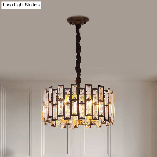 Modern Gold Round Crystal Ceiling Chandelier - 6/5 Lights Bedroom Hanging Lamp 19.5’/16’ Wide