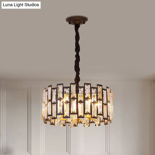 Crystal-Encrusted Modern Gold Chandelier For Bedroom - 6/5 Lights 19.5/16 Wide