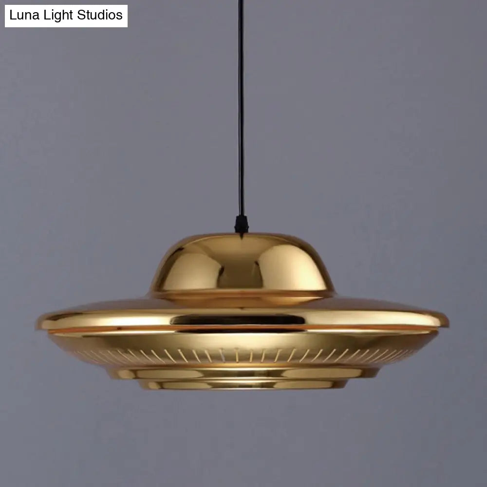Modern Gold Saucer Pendant Light Fixture - 16’/18’ Wide 1-Light Dining Room Hanging Kit