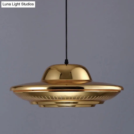 Modern Gold Saucer Pendant Light Fixture - 16’/18’ Wide 1-Light Dining Room Hanging Kit