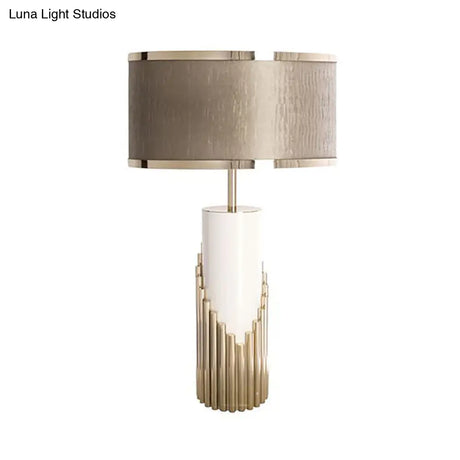 Modern Gold Table Lamp With Fabric Shade For Living Room Desk - 1 Head