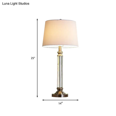Modern Gold Table Lamp With Fabric Shade - Stylish Tapered Drum Design Desk Or Bedside Lighting