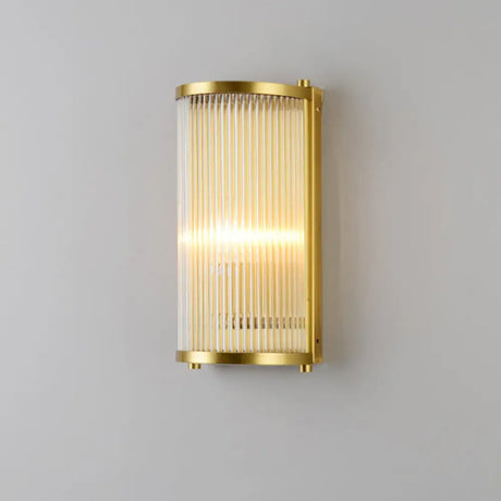 Modern Gold Wall Sconce Light With Fluted Crystal Detail Perfect For Living Room 1 / Cylinder