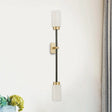 Modern Gold Wall Sconce With White Glass Shade - 2-Head Living Room Lamp