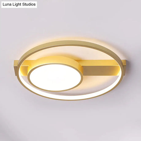 Modern Golden Flush Ceiling Light - 18’/22’ Wide Led Flushmount With Warm/White