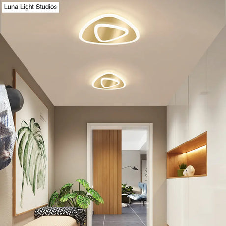 Modern Golden Geometric Flushmount Ceiling Light With Acrylic Led For Stairs