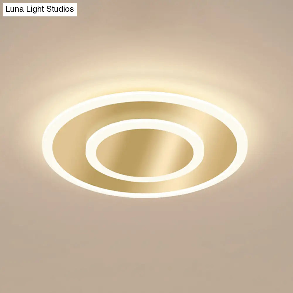 Modern Golden Geometric Flushmount Ceiling Light With Acrylic Led For Stairs