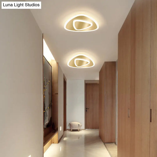 Modern Golden Geometric Flushmount Ceiling Light With Acrylic Led For Stairs Gold / Warm Triangle
