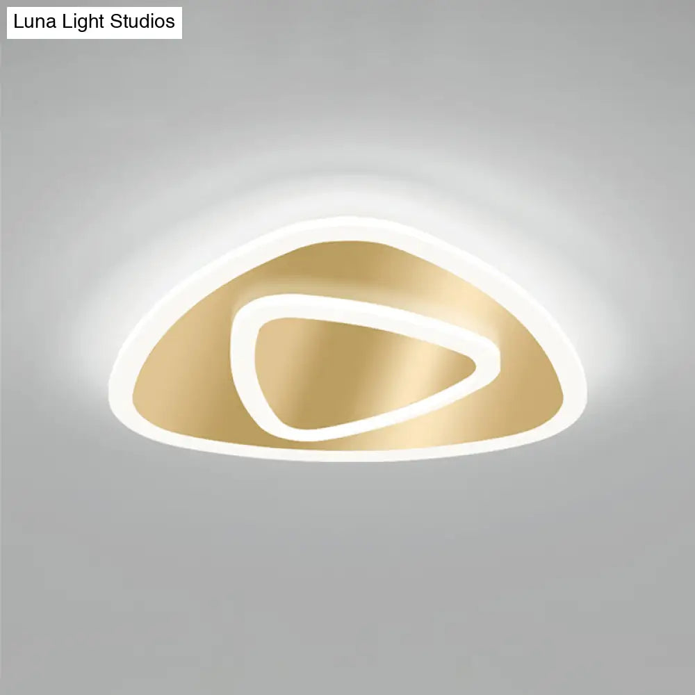 Modern Golden Geometric Flushmount Ceiling Light With Acrylic Led For Stairs Gold / White Triangle