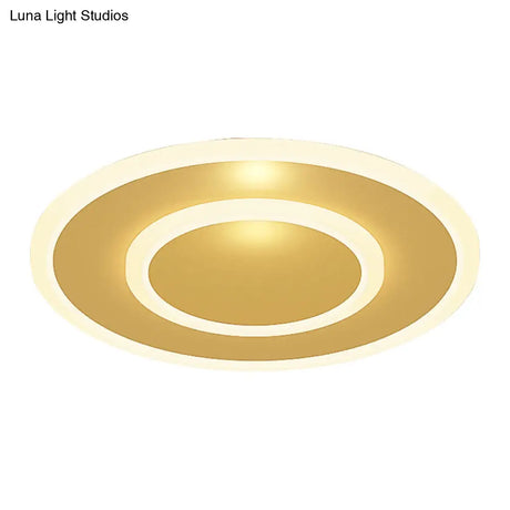 Modern Golden Geometric Flushmount Ceiling Light With Acrylic Led For Stairs