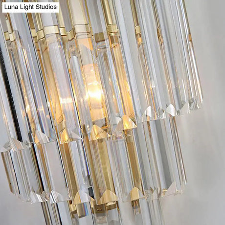 Modern Golden Wall Lamp With Clear Crystal Block - Bedside Lighting Fixture