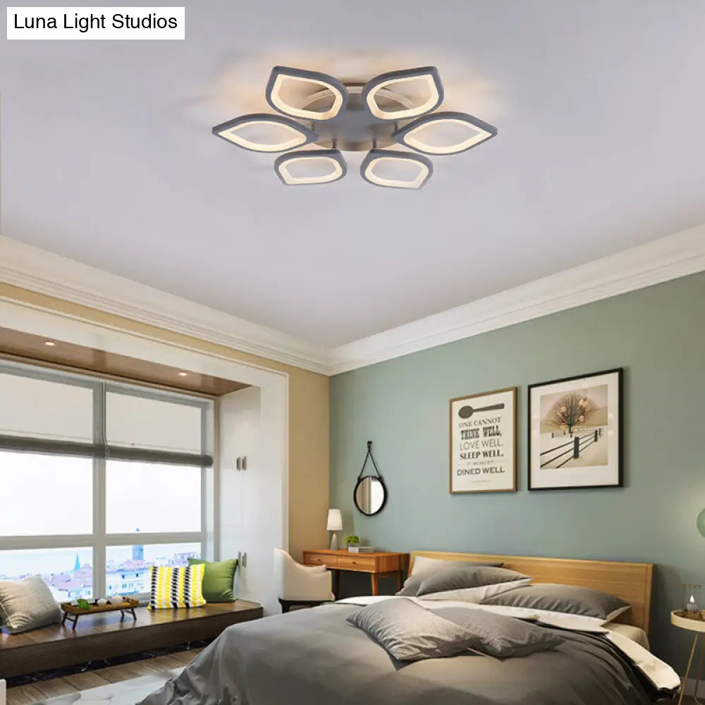 Modern Gray Flower Led Ceiling Mount Light - Acrylic Flushmount For Dining Room Neutral/Warm/White