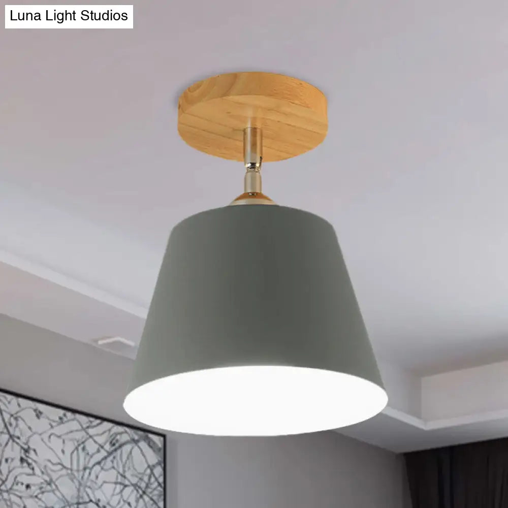 Modern Gray/Pink Metal And Wood Adjustable Ceiling Pendant Light Grey