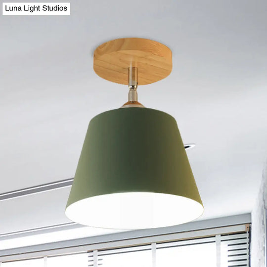 Modern Gray/Pink Metal And Wood Adjustable Ceiling Pendant Light