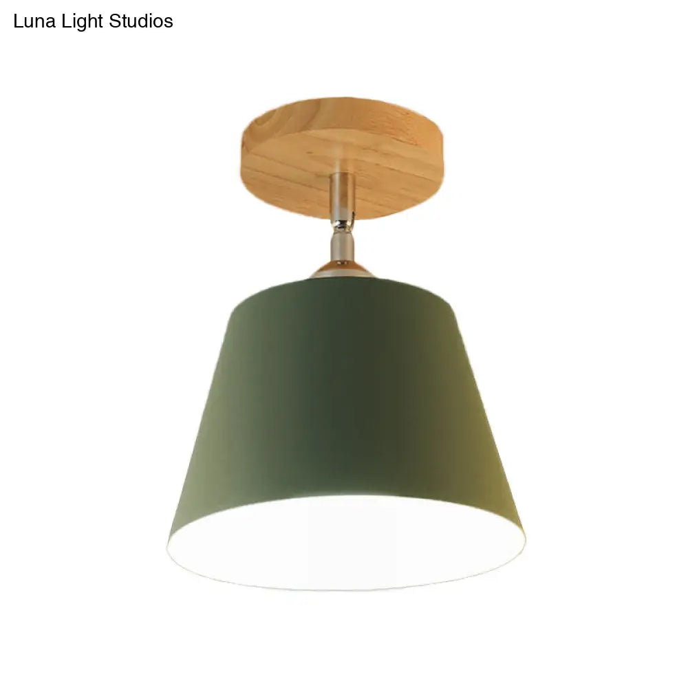 Modern Gray/Pink Metal And Wood Adjustable Ceiling Pendant Light