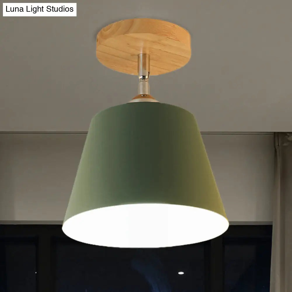Modern Gray/Pink Metal And Wood Adjustable Ceiling Pendant Light Green