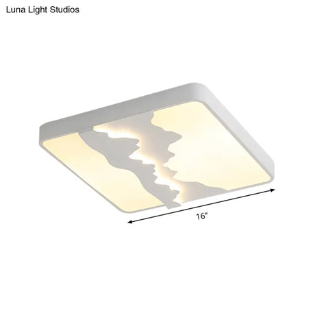 Modern Gray/White Metal Led Flush Mount Ceiling Lamp - 16’/19.5’ Wide Warm/White Light